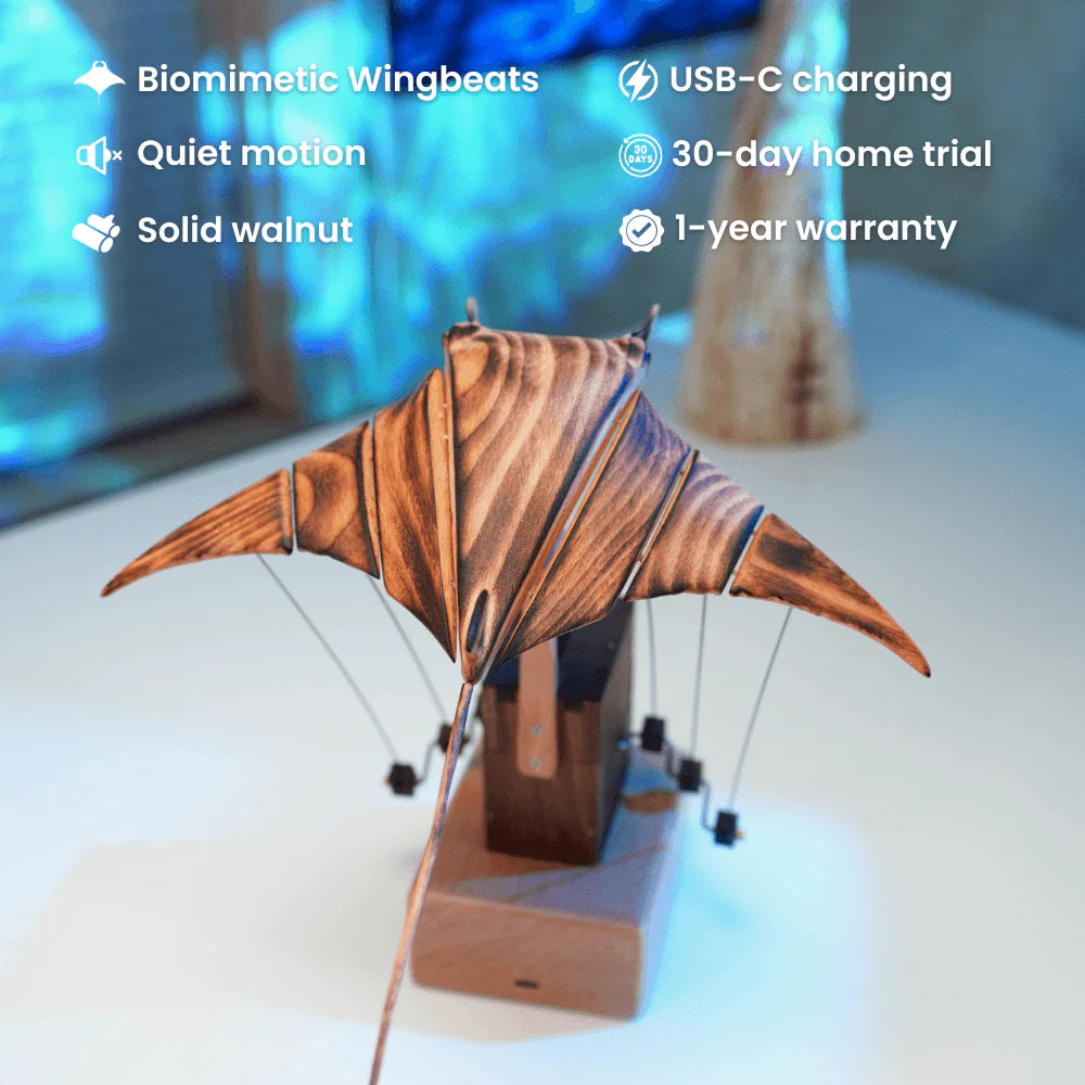 Handcrafted   Wooden   Manta   Ray   Automaton