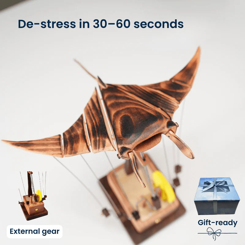 Handcrafted   Wooden   Manta   Ray   Automaton