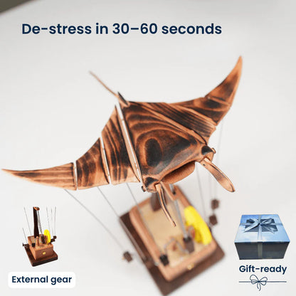 Handcrafted   Wooden   Manta   Ray   Automaton